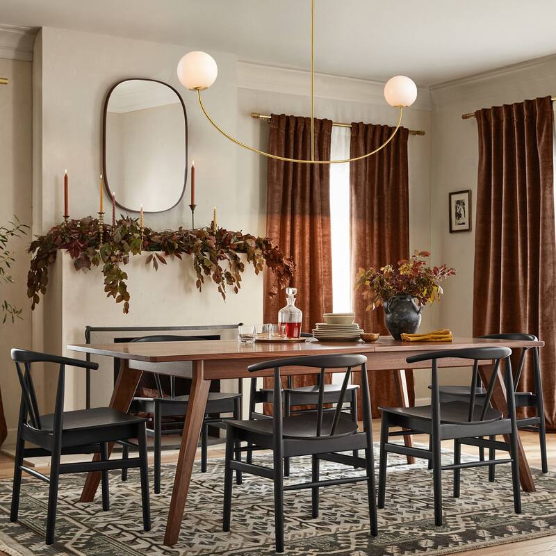 55" Modern Linear 2-Light Brass Finish Island Pendant with Milk White Glass Globe Shades for use in Dining Room