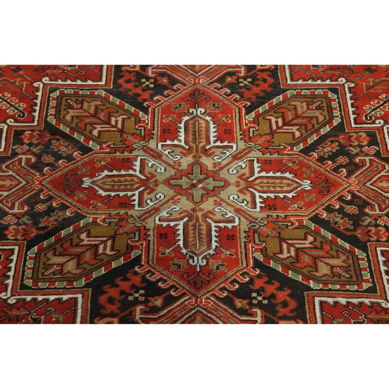 Hand Knotted Oriental 100% Wool Carpet Traditional Medallion Oranges & Rust Heriz Area Rug - 11' 3'' X 8' 4''