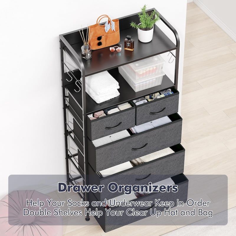 5 Dresser Drawers for Bedroom with Shelves