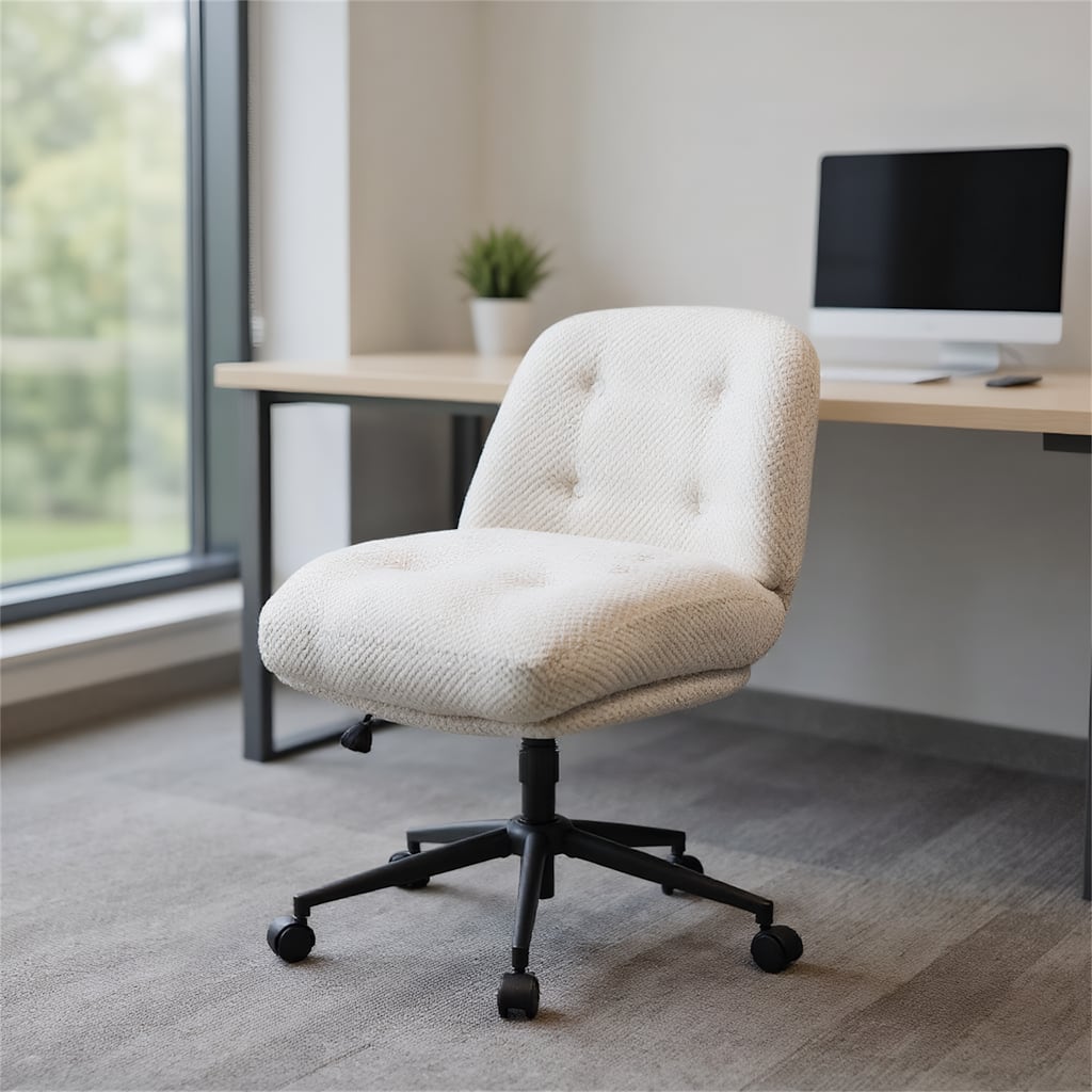 Modern Office Chair with Crossed Metal Legs, Ergonomic Swivel Desk Chair