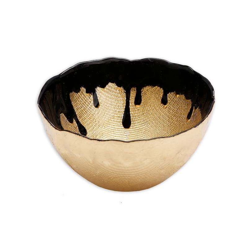 Black Dipped Gold Dessert Bowl - 6"D