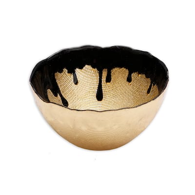 Black Dipped Gold Dessert Bowl - 6"D