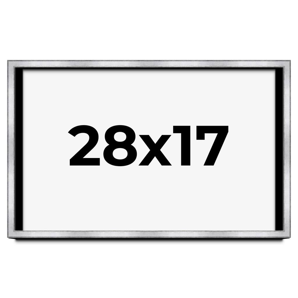 28x17 Shadow Box Frame Silver | 1.375 Inches Deep Real Wood