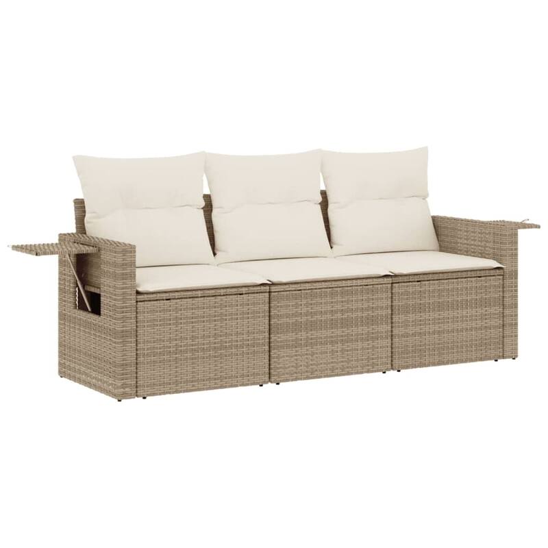 vidaXL Patio Sofa Set with Cushions Outdoor Furniture 3 Piece Poly Rattan