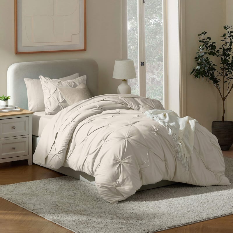 Nestl Pinch Pleate Comforter Set Bed in a Bag with Cooling Pillow