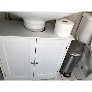 HOMCOM Under Sink Bathroom Cabinet with 2 Doors and Shelf, Pedestal Sink  Bathroom Vanity Cabinet - On Sale - Bed Bath & Beyond - 27565221