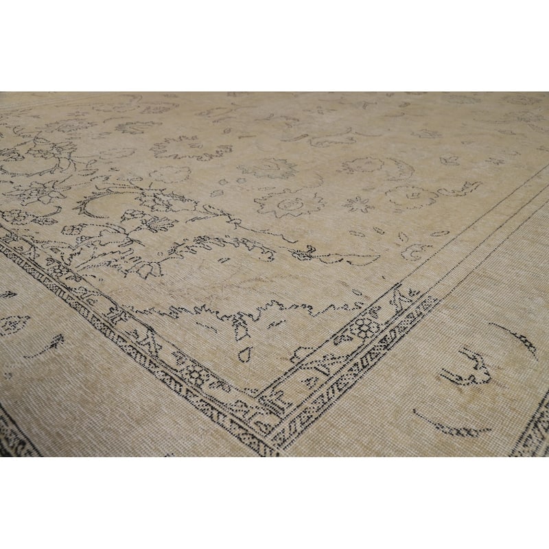 Earth Tone Tabriz Persian Vintage Area Rug Hand-Knotted Wool Carpet - 9'6"x 12'7"