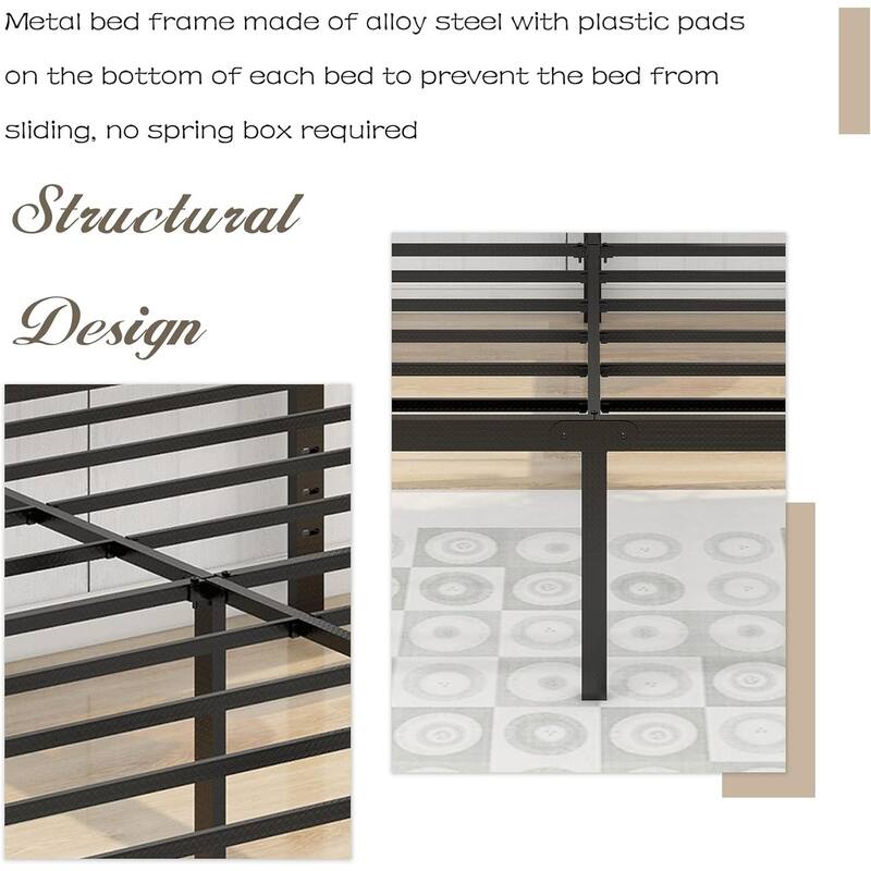 alazyhome 18 inch Heavy Duty Metal Platform Bed Frame with Storage