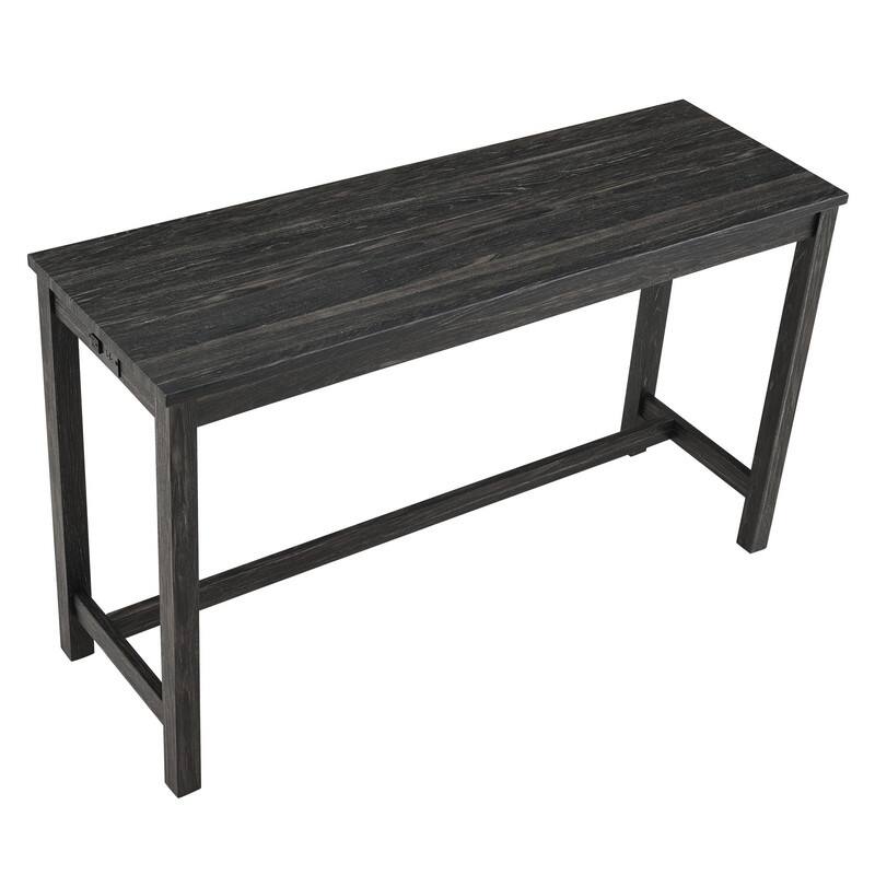 Bar Table Set with 3 Stools and Power Outlet