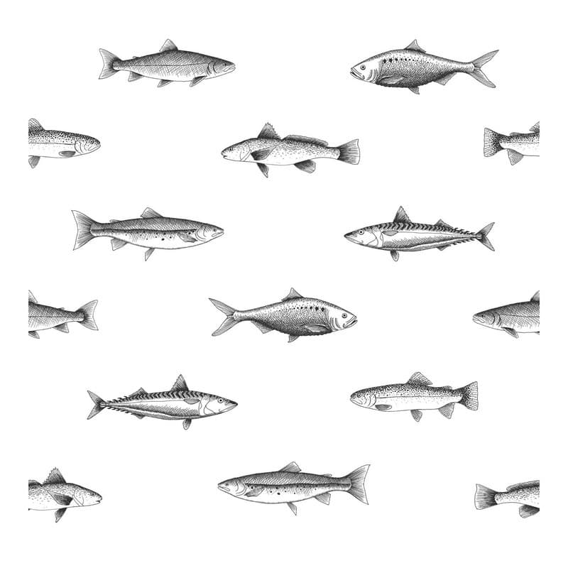 ESTA Home Fiyero Off-White Fish Wallpaper - 20.5 x 396 x 0.025