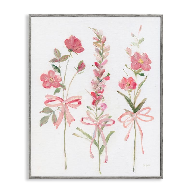 Stupell Pastel Pink Floral Sprigs Framed Giclee Art Design By Sally Swatland - 24 x 30 - Grey