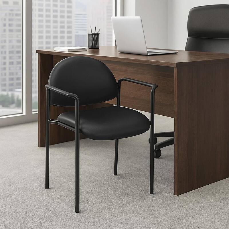 Wade Diamond Stackable Chair, Molded Cap, Waterfall Seat, Black Vinyl