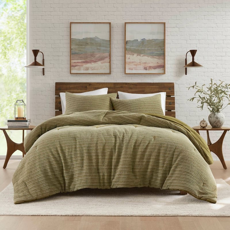 GDF Studio - Rowena Waffle Washed Cotton 3-Piece Comforter Set with Soft Textured Design