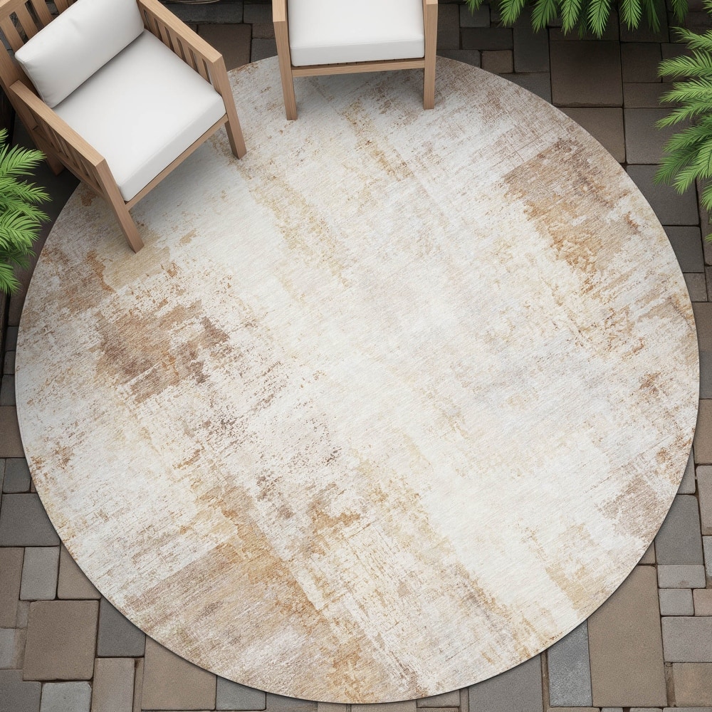 Machine Washable Indoor/Outdoor Abstract Solid Chantille Rug