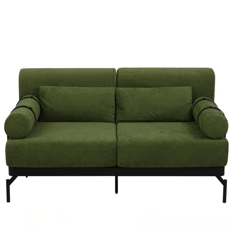 Modern Loveseat Sofa 59" Sofa Couch 2-Seater Sofa with Flexible USB Ports , Unique Cylindrical Armrests for Living Room
