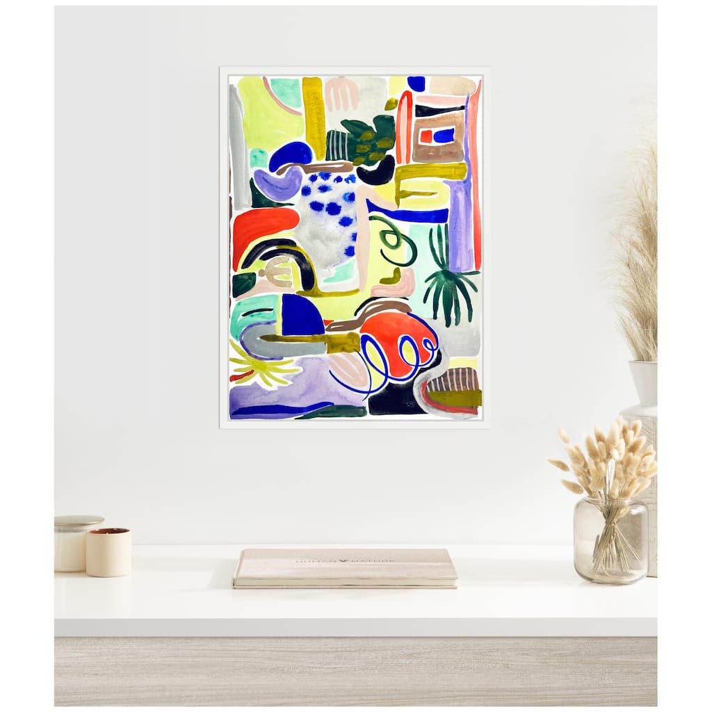 Kate and Laurel Sylvie Abstract 07 Framed Canvas by Emma Daisy