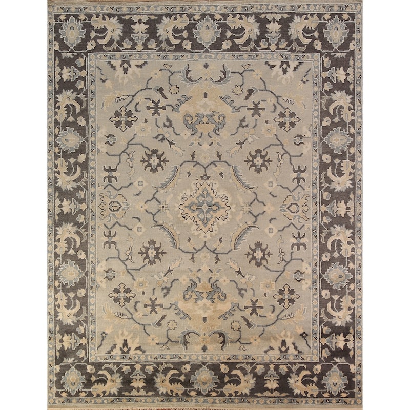 All-Over Floral Oushak Indian Area Rug Handmade Wool Carpet - 8'1"x 9'8"