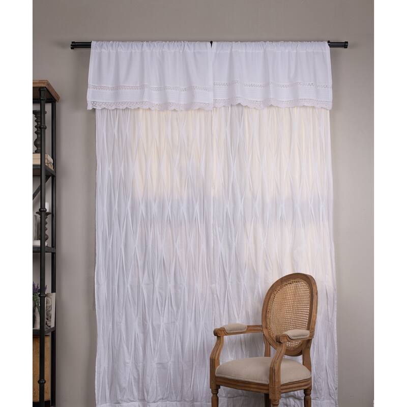 Cottage Home Cotton Crochet Rod Pocket Valance
