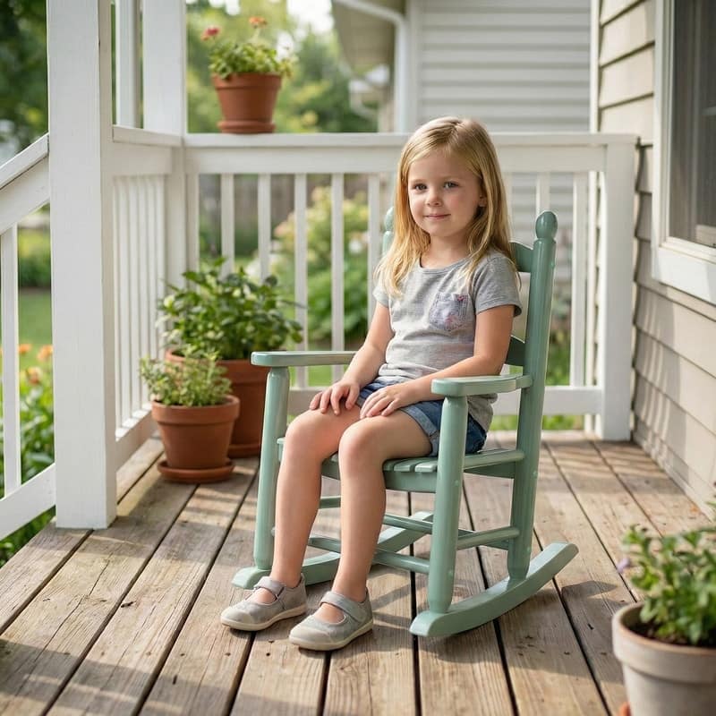 16 In. Kids Classic Solid Poplar Wood Rocking Chair, Egg-Shaped Seat For Ages 2–5 - 9' x 12'