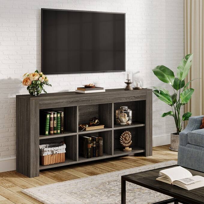 Sofa Console Table Behind Couch, Industrial 6 Storage Cubes