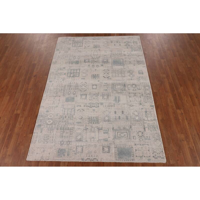 Abstract Oriental Area Rug Handmade Wool Carpet - 5'4"x 7'9"