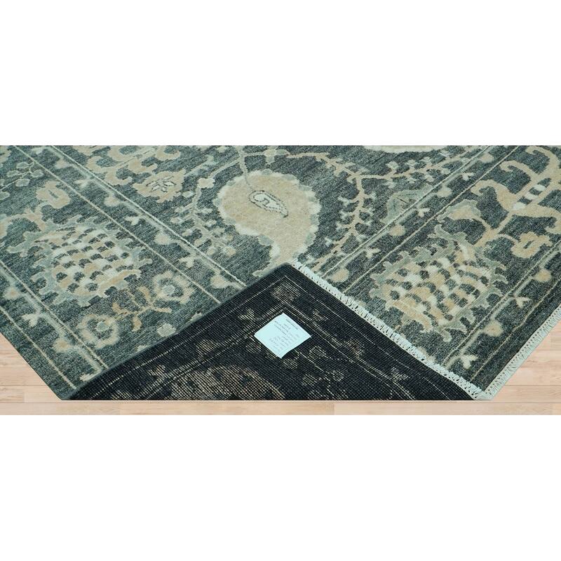 Slate Transitional Oushak Wool Rug 8x10 Hand Knotted by LoomBloom - 8' 2'' x 10'