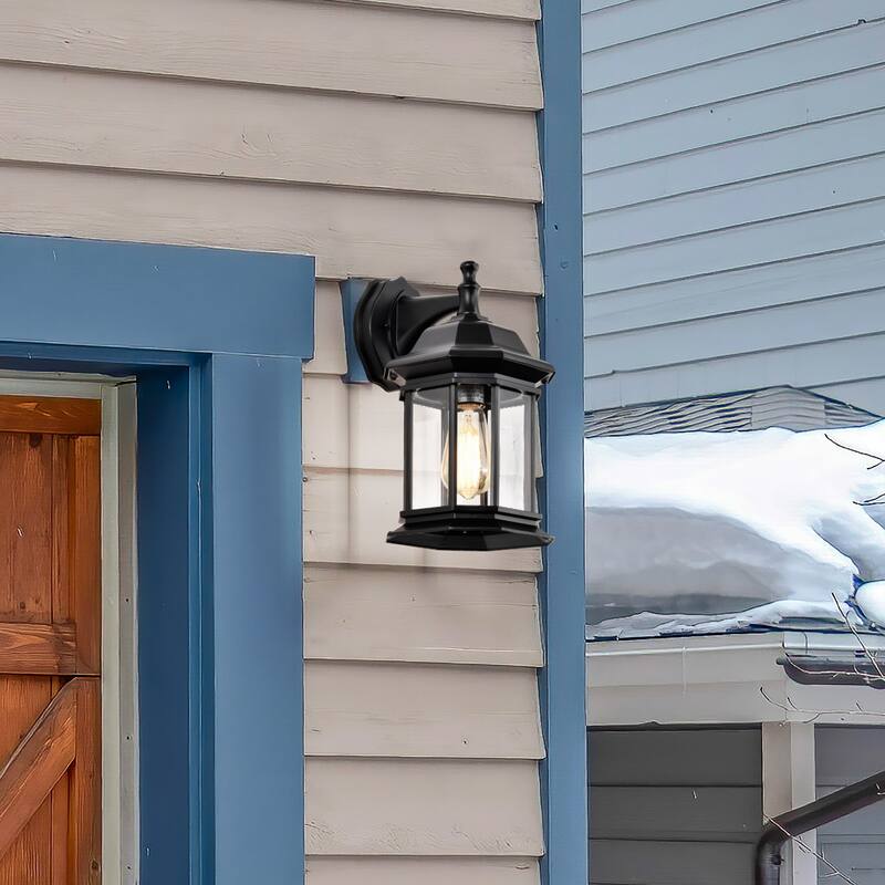 Hopkins Outdoor Large Wall Light Matte Black Finish Clear Glass