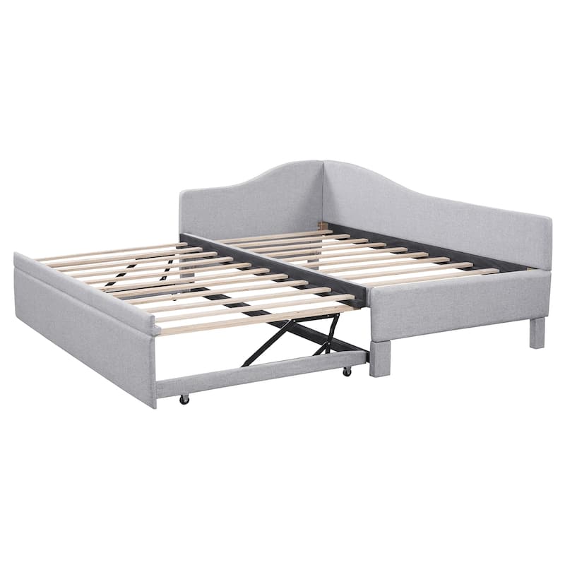 Twin Size Upholstered Daybed with Pop Up Trundle