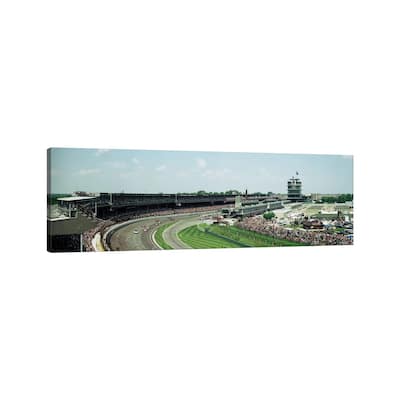 iCanvas "Race Cars In Pace Lap At Indianapolis Motor Speedway, Indianapolis 500, Indiana I" by Panoramic Images Canvas Print