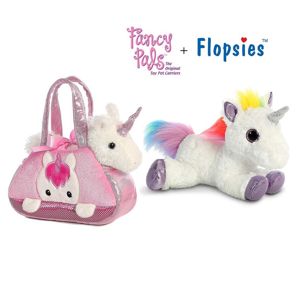 Aurora World Fancy Pals Peek-A-Boo Unicorn &amp; Flopsie Rainbow Unicorn Plush  Toys Today