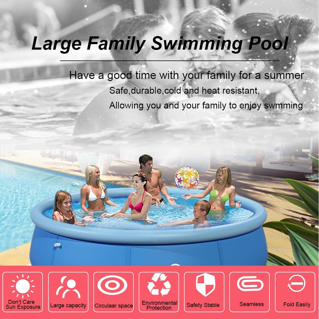Grande Piscine Gonflable Familiale PVC – Extra Large, épaisse, Couleur Verte Et Orange