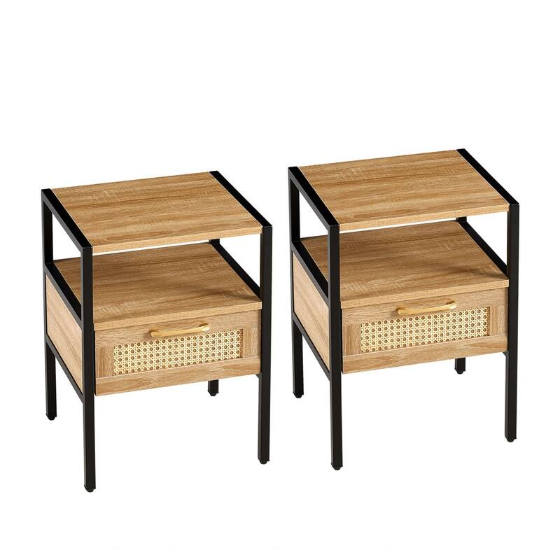 1-Piece or 2-Piece 15.75" Rattan Side Table