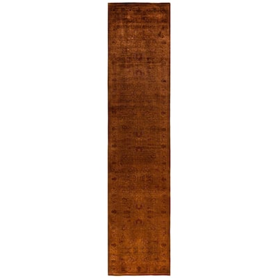 Overdyed One-of-a-Kind Hand-Knotted Area Rug - Gold - 3' 2" x 14' 1"