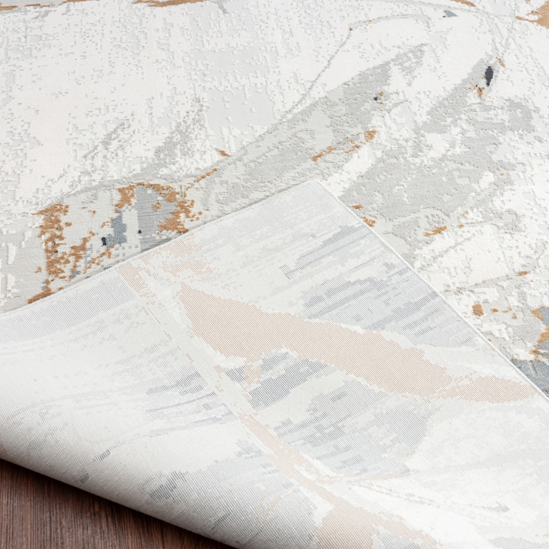 N Natori Bliss Abstract Floral Silver/Gold Modern Area Rug