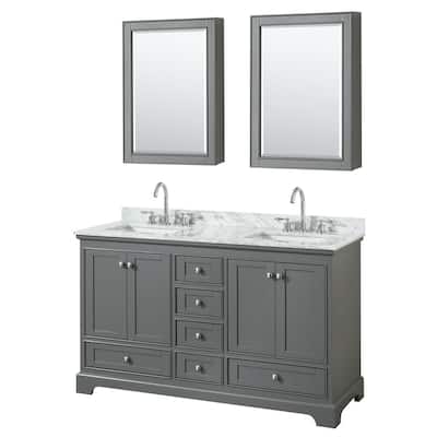 Wyndham Collection Deborah 60" Free Standing Double Vanity Set with
