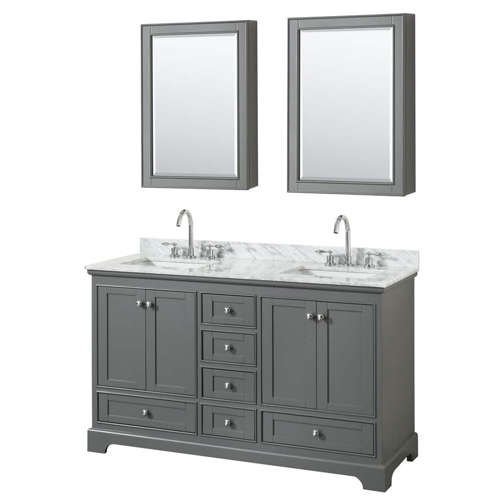 Wyndham Collection Deborah 60" Free Standing Double Vanity Set with