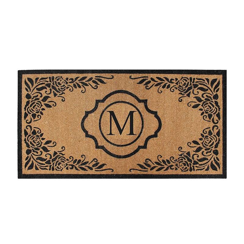 A1HC Hand Crafted Entry Flocked Coir Monogrammed Welcome Entrance Doormat 36"x72" - M