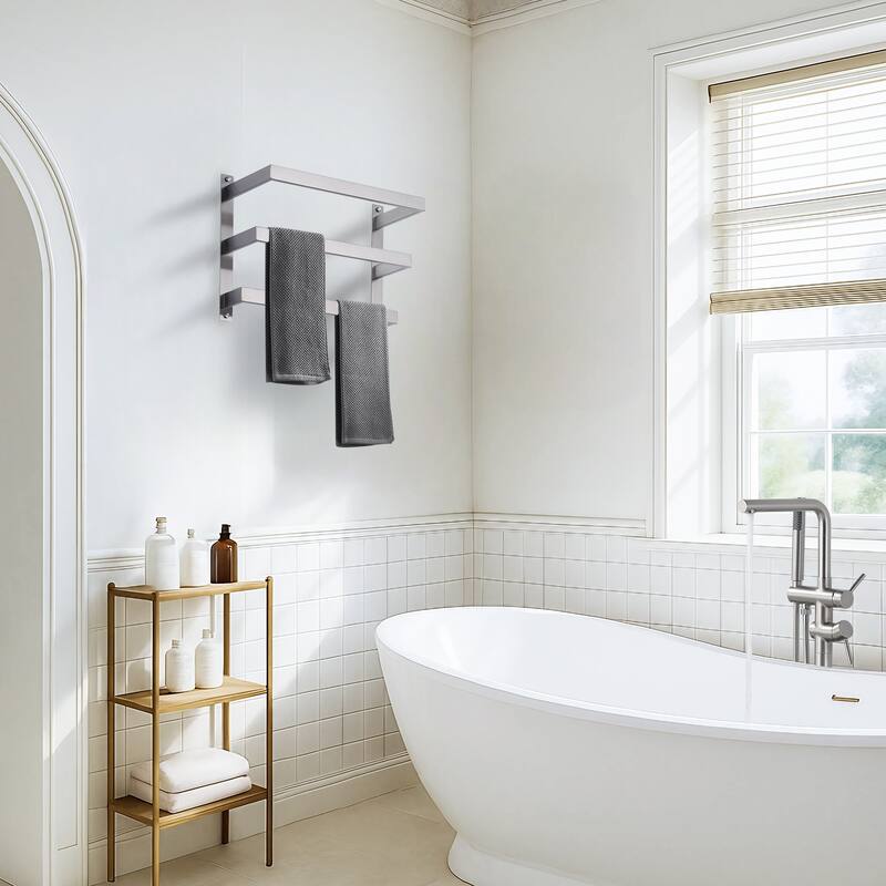 WOWOW Modern Wall-Mounted Stainless Steel Tiered Three-Tier Towel Rack