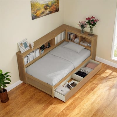 Twin Size Daybed w/Two Storage Drawers,Storage Cabinets and USB Ports