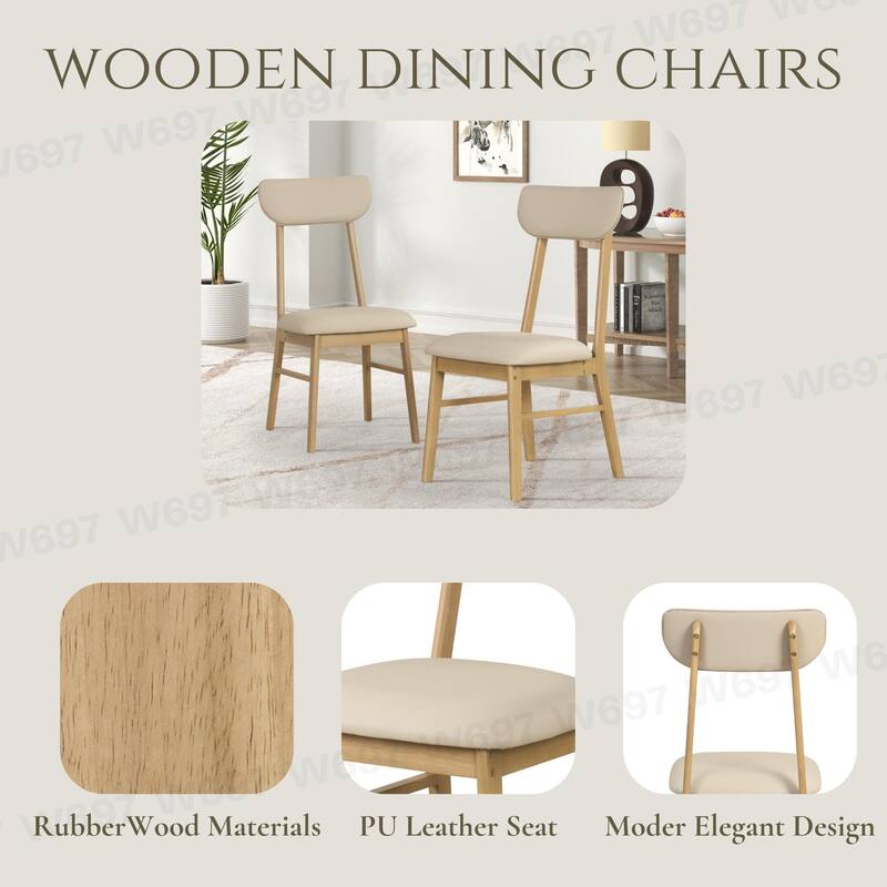 Modern 6-Piece Dining Set with Rectangular Table, 4 Open Back Dining Chairs & Bench
