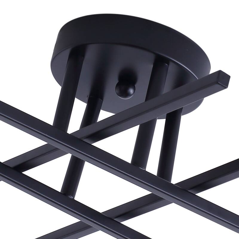 Modern Black 6-Light Sputnik Ceiling Semi Flush Mount Lamp