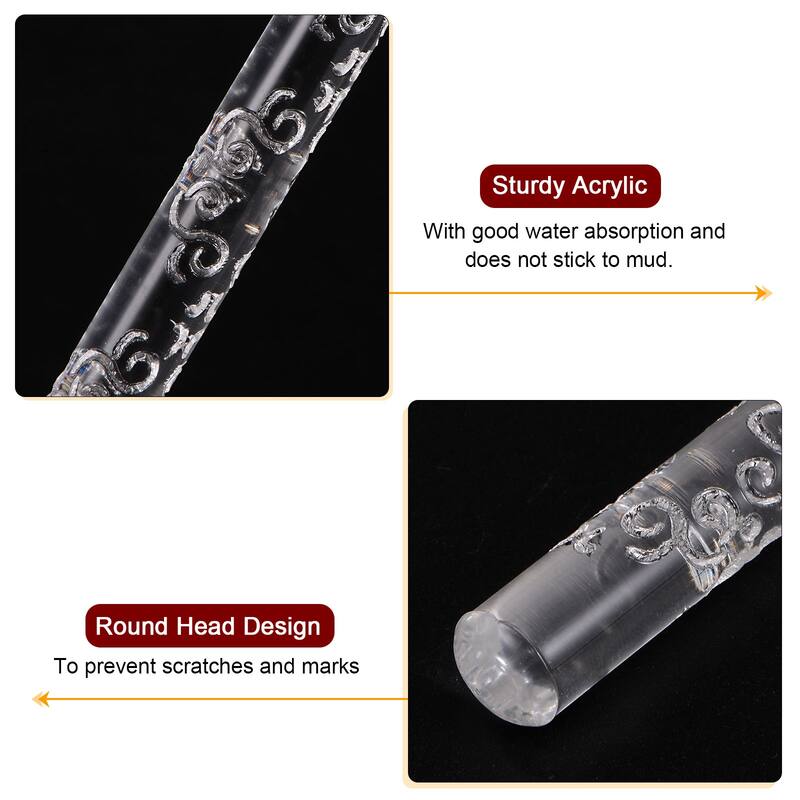 Acrylic Embossed Rolling Pin 16cm x 1cm Geometry Pattern - Transparent