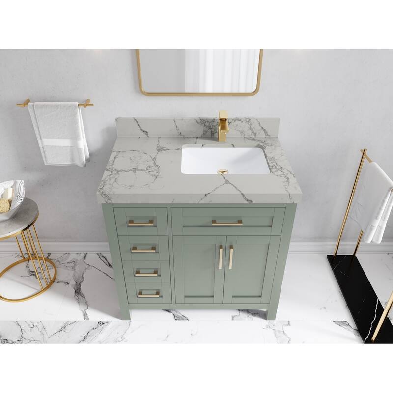 Willow Collections 36 in. W x 22 in. D Cambridge Right Offset Sink Bathroom Vanity with Countertop