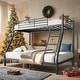 preview thumbnail 1 of 8, Twin Over Full Metal Bunk Bed, Stable for All Ages Black