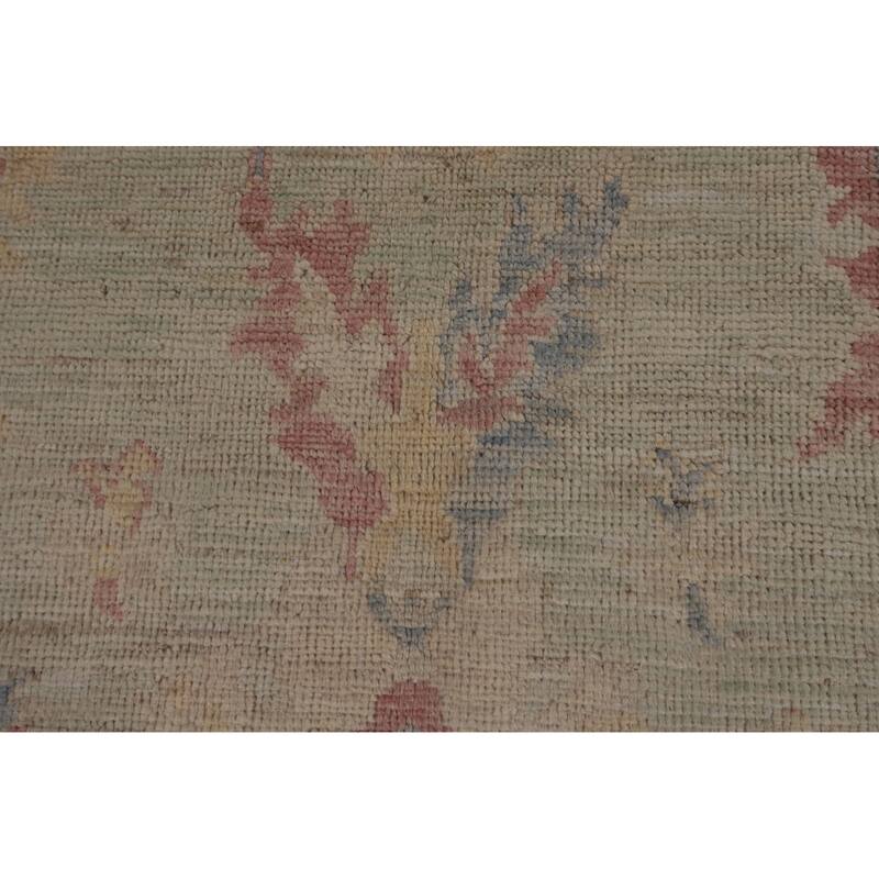 Light Green Oushak Vegetable Dye Turkish Area Rug Handmade Wool Carpet - 5'2"x 7'3"