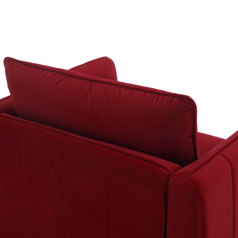 Accent Chair for Living Room, Velvet Comfy Single Sofa Chair Mid-Century Modern Armchair with 1 Pillow and Metal Legs