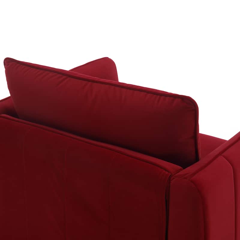 Velvet Accent Chair, Comfy Upholstered Single Sofa Chair, Armchair with 1 Pillow and Metal Legs for Living Room, Bedroom