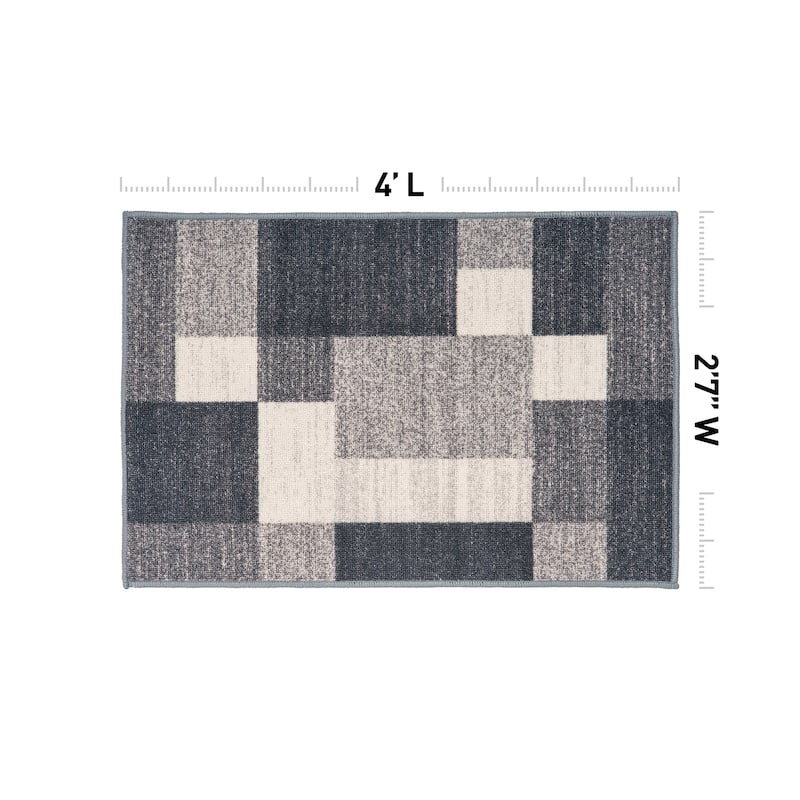 World Rug Gallery Modern Boxes Design Non-slip (Non-skid) Area Rug