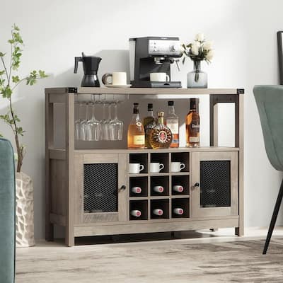 Coffee Bar Cabinet with Storage Wine Cabinet, Bohemian Style Home Wine Cabinet - 13.8"D x 41.7"W x 32.7"H