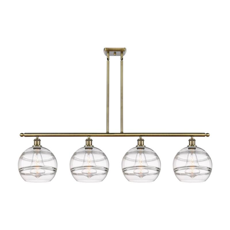 Innovations Lighting 516-4I-12-48 Rochester Linear Rochester 4 Light - Antique Brass / Clear